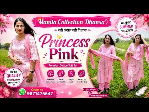 Princess Pink Premium Cotton Suit | New Collection 2026 | Manita Collection Dhansa Order: 9871475647